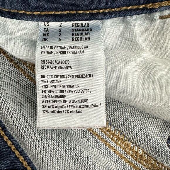 AMERICAN EAGLE Women’s Dark Wash Skinny Denim Jeans Sz 2 - Picture 7 of 9